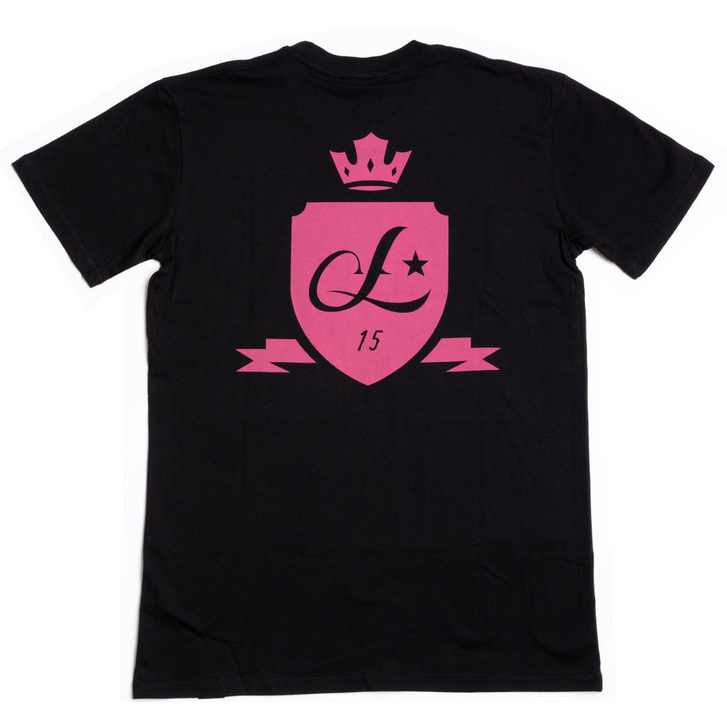 Federal Lacey T-Shirt - Black With Cranberry Print