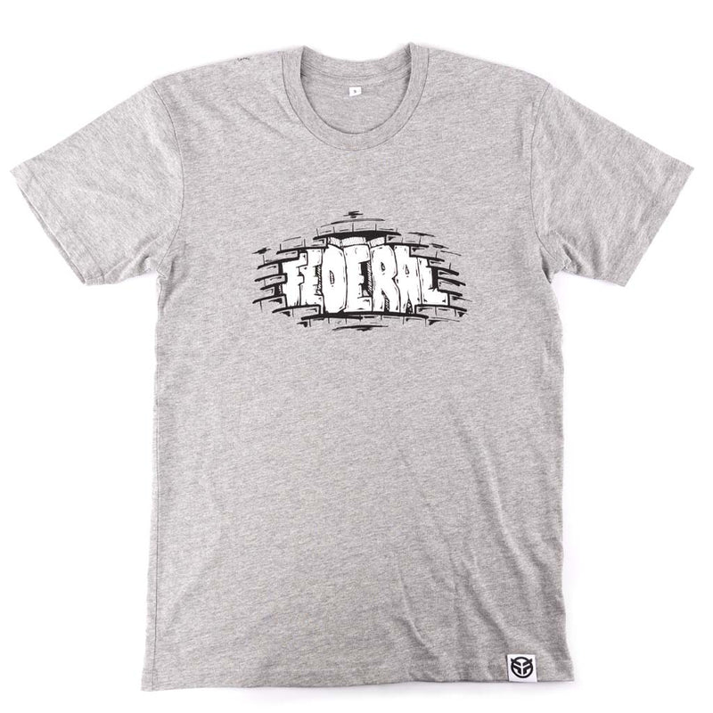Grey t-shirt with black and white graphic design on a white background Federal Bricks T-Shirt - Heather Grey