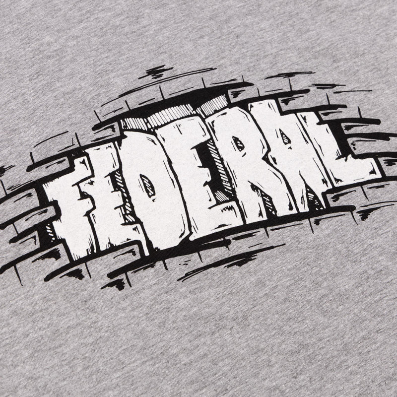 Black and white graphic design with 'FEDERAL' text on a grey t shirt