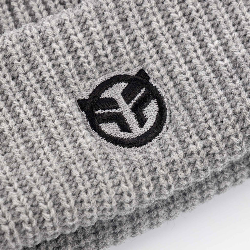 Federal Fishermans Beanie - Grey embroidered logo stitch detail