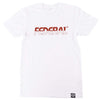 White t-shirt with dark red 'Federal' logo on a white t shirt Federal Half Full T-Shirt - White
