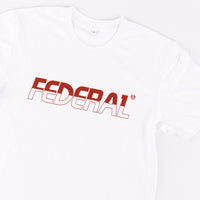 White t-shirt with 'FEDERAL' logo in red on a white background