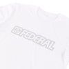 White t-shirt with 'Federal' logo on a white background