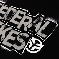 Black and white logo with 'Federal Bikes' text and a symbol on a black background