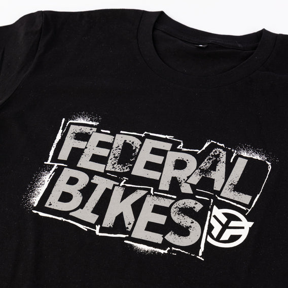 Black t-shirt with 'Federal Bikes' logo on a white background