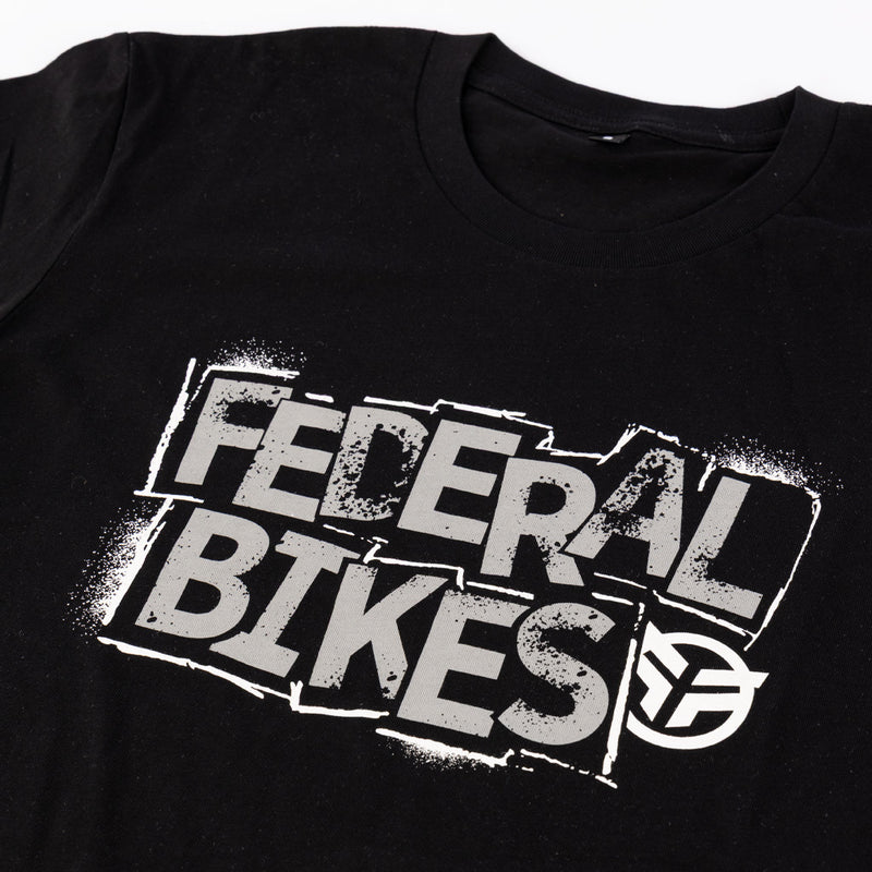 Black t-shirt with 'Federal Bikes' logo on a white background