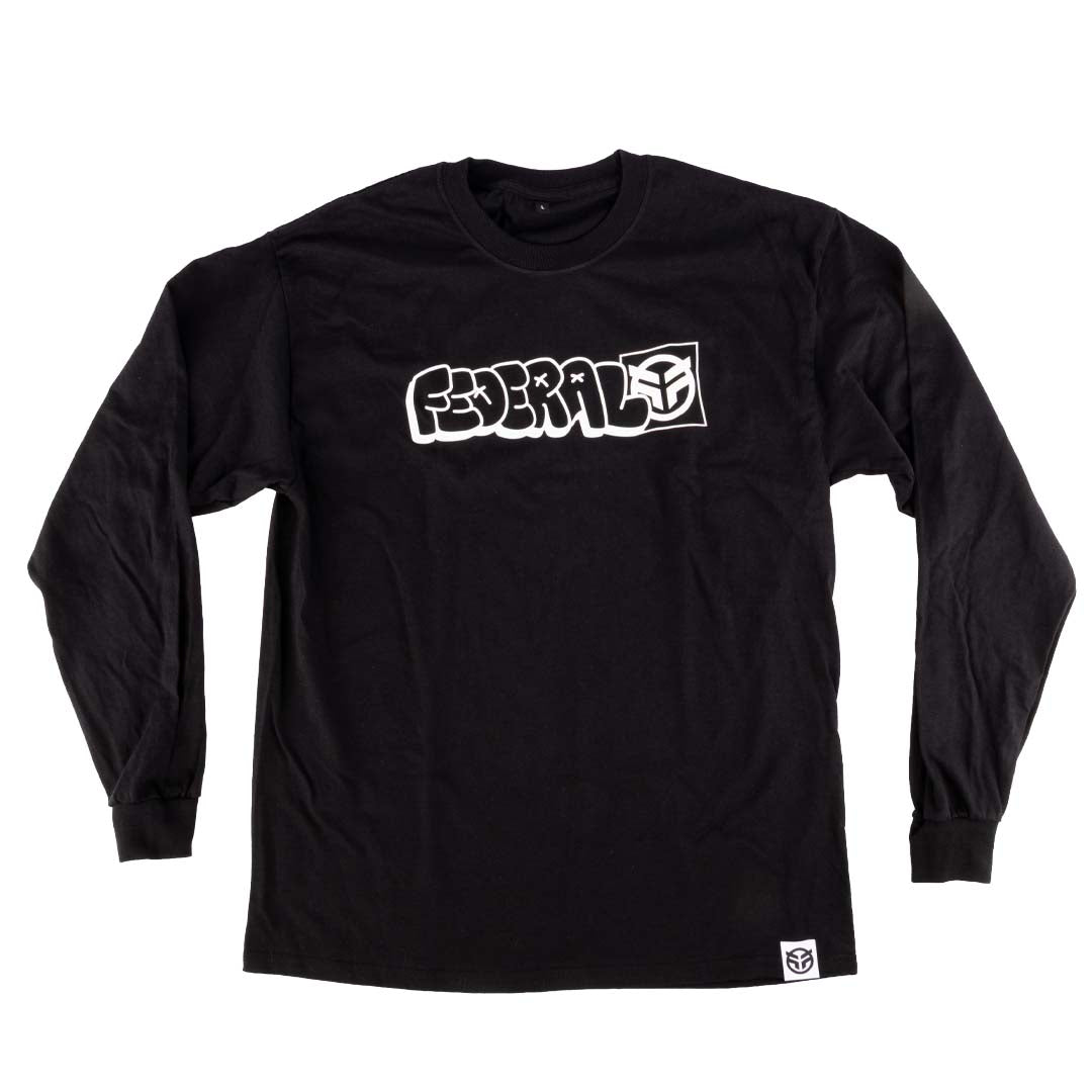 Federal Tagged Outline Long Sleeve T-shirt Black front view